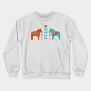 Scandinavian Folk Art dala Horses and Flowers Crewneck Sweatshirt